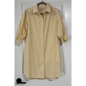 Finley Women's Yellow Seersucker Smocked Sleeve With Pockets Dress Size Small